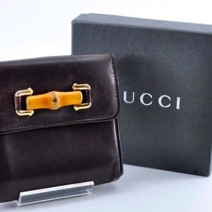 GUCCI Bamboo KISSLOCK designed by TOM FORD for GUCCI! LEATHER WALLET HARDWARE